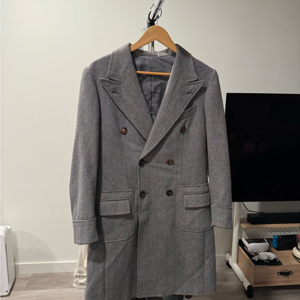 Men's Gray Double-Breasted Coat